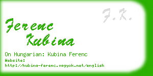 ferenc kubina business card